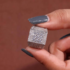 Square Baguette & Round Cut Moissanite Diamond Hip Hop Bling Engagement <b>Ring</b> Iced Out Pave <b>Ring</b> Luxury <b>Statement</b> <b>Ring</b> for Men - Product Image 4