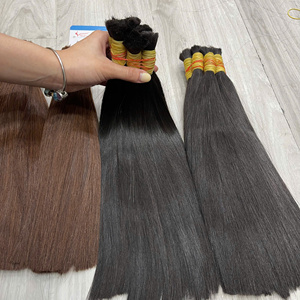 Extensions de cheveux humains lisses et colorés en vrac, sans trame, doux, soyeux, mélange naturel, sans nœuds, sans perte de cheveux - Product Image 1