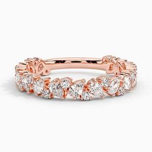 Lab Grown Diamond IGI Certified Eternity Band 14K Rose Gold Pear Cut Wedding Ring Full Band Women's Anniversary Engagement Gift - Product Image 3