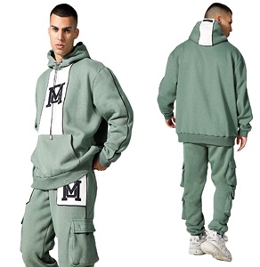 Sudadera con capucha para hombre, traje de chándal con bolsillos canguro, jersey de 2 piezas - Product Image 1