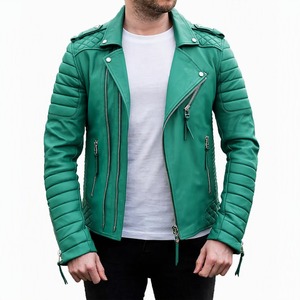 Chaqueta de motociclista de cuero PU para hombre, con cuello vuelto, cierre de cremallera, corte ajustado, precio al por mayor. - Product Image 1