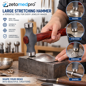 Martillo de estiramiento grande y estrecho para grabado y relieve, 10 pulgadas, marrón plateado, ZetomedPro - Product Image 4