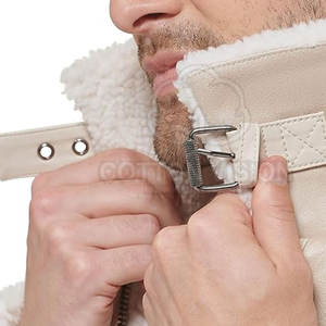 Veste en cuir et peau lainée pour homme, luxe, doublure en laine naturelle, vêtement d'extérieur d'hiver, vente en gros - Product Image 5