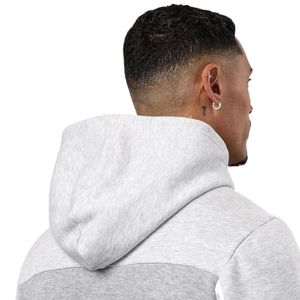 Mens Light Grey <b>Colour</b> <b>Block</b> Fleece Hoodie Casual Pullover Athletic Winter Gymwear Hoodie Apparel - Product Image 4