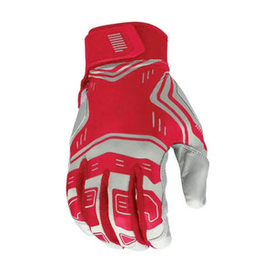 Full Finger Baseball Gloves Leather <b>Red</b> White Hook And Loop Closure Non Slip All Seasons Adult Right Handed Baseball Gloves - Product Image 4