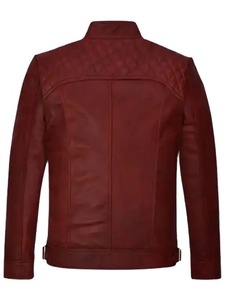 <b>Mens</b> Red Quilted <b>Leather</b> <b>Jacket</b> - Product Image 2