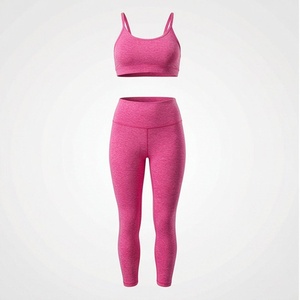 Conjunto Deportivo de Dos Piezas para Mujer, Shorts de Cintura Alta Elástica y Sujetador Deportivo, Antibacteriano, Spandex/Nailon, Ropa Deportiva Activa - Product Image 1