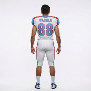 Maillot de football américain en maille 100 % polyester à col en V, personnalisé par sublimation, uniformes d'équipe pour hommes et jeunes, fabricant OEM, vente en gros, manches courtes - Product Image 2
