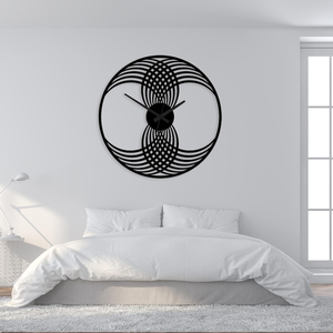 Horloge murale moderne en métal, design circulaire ondulé entrelacé, horloge décorative contemporaine, horloge artistique pour chambre à coucher, salon - Product Image 1