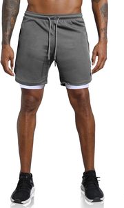 <b>Men's</b> Breathable Quick Dry 2 in 1 Running <b>Shorts</b> with <b>Compression</b> Liner Elastic Waist Drawstring Workout Fitness Athletic Sports - Product Image 6