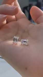 1.01CT Emerald Cut Stud <b>Earrings</b> Moissanite With 925 Sterling Silver For Women's <b>Fine</b> Party Jewelry Charms Gift For Friends - Product Image 2