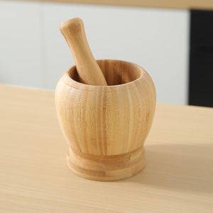 Juego de Mortero y Maja de Madera Natural Hecho a Mano, Recipiente para Moler Hierbas y Especias con Varilla para Moler, para Hierbas, Especias y Ajo de Cocina - Product Image 3