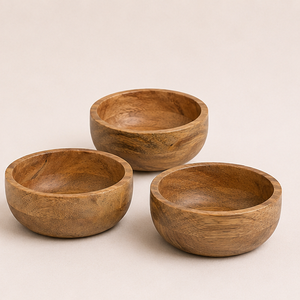 Ensemble de bols en bois de manguier naturel, faits à la main, écologiques et très tendance, pour servir des salades et des fruits, ustensiles de cuisine durables et éco-responsables - Product Image 4
