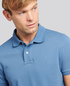 Polo en coton tricoté bleu clair à manches courtes pour homme, couleur unie, respirant, design décontracté, coupe classique, prix abordable, faible MOQ - Product Image 3