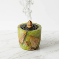Nouveauté FAIZA CRAFT Encens en cône traditionnel en bois naturel et résine époxy, écologique, au charbon de bois, parfum bois de santal