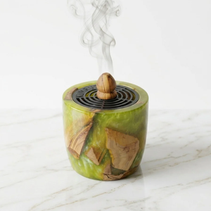 New Arrival Handcrafted Natural Wooden Epoxy Resin Bakhoor <b>Burner</b> Shaped Traditional Charcoal Cone Resin Incense Sandalwood - Product Image 1