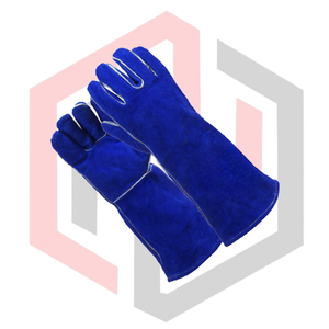 Gants de soudeur en cuir bleus, entièrement cousus, de sécurité, flexibles, respirants, résistants aux déchirures, résistants à l'usure, isolants thermiquement - Product Image 4