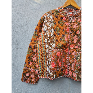 Chaqueta acolchada floral de algodón reversible para mujer, abrigo vintage bohemio estampado, ropa exterior acolchada para otoño, regalo para ella. - Product Image 2