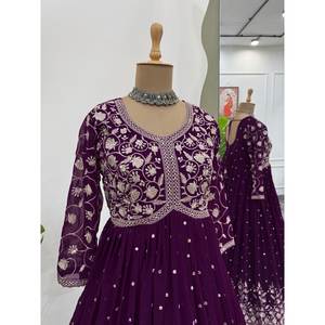 Vestido de Fiesta con Cintura Impero, Silueta en A, Estampado Floral, Capa Transparente, con Organza Bordada y Trabajo de Hilo/Secuencia - Product Image 1