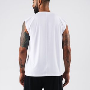 Men's wear Cotton Tank Tops Gym Exercise Fitness Sports <b>Vest</b> with Wide Shoulder Round Neck Sleeveless Shirt Casual Wear Tank To - Product Image 1
