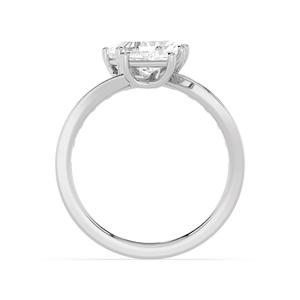 Élégante bague de fiançailles en or blanc 9 carats avec diamant de laboratoire taille ovale à facettes, sertie de trois pierres, super fantaisie, style chic, bijou féminin. - Product Image 2