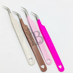 New Style Eyelash Extension Tweezers Heart Design Heart Pattern False Eyelash Extensions Curved Tip Custom Logo Offer - Product Image 6