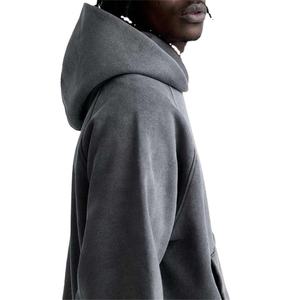 Sweat à capuche personnalisé avec logo, double fermeture éclair, effet délavé, haute qualité, 100% coton, molleton French Terry, sweat à capuche court pour homme - Product Image 4