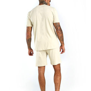 Conjunto de verano premium para hombre, pantalones cortos de algodón al por mayor, ropa de gimnasio para hombre, conjunto de verano con logo personalizado, conjunto de verano de algodón relajado para hombre - Product Image 5