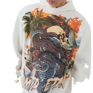 เสื้อฮู้ดดี้สตรีทแวร์เนื้อหนา 500 GSM พิมพ์ลายสกรีนคุณภาพสูง แบบ DTG สำหรับผู้ชายและผู้หญิง - Product Image 2