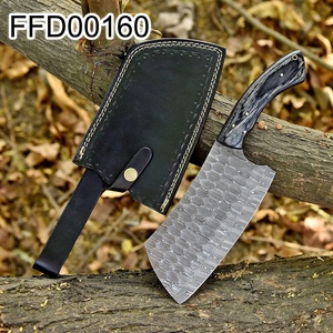 Couteau de chef artisanal en acier Damas, manche en bois Pakka, étui en cuir, couteau utilitaire professionnel pour la chasse - Product Image 5