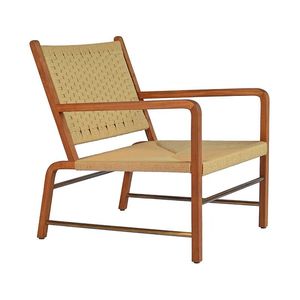 Sillón de Comedor para Exterior de Madera de Teca Hecho a Mano, Diseño Moderno, Respaldo de Cuerda Tejida Texturizada, Brazos Esculpidos, Impermeable y Ecológico - Product Image 2