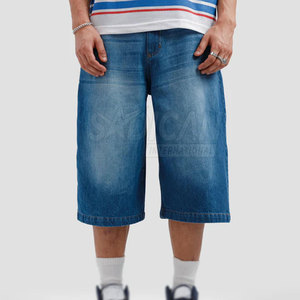 Pantalones Cortos de Mezclilla para Hombre, Estilo Vintage, Lavados, de Cintura Media, Tejido de Algodón, Corte Recto, Cinco Bolsillos, Cierre con Botones y Cremallera, para Uso Diario Informal de Verano - Product Image 2