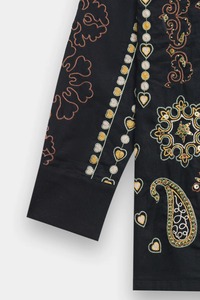 Kurta en coton brodé noir pour femmes, vêtement traditionnel ample, style ethnique Inde Pakistan, toutes saisons, décontracté - Product Image 6