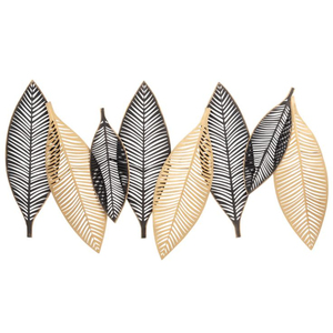 Décoration murale en métal de qualité supérieure en forme de feuille de Ginkgo, artisanale, bleue et dorée, pour la maison, le salon, l'hôtel. - Product Image 2