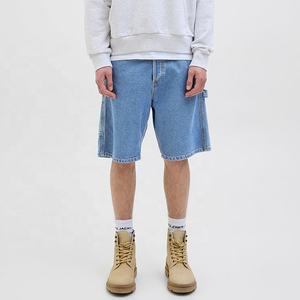 Pantalones Cortos de Mezclilla para Hombre, Lavado Oscuro, Corte Recto, Cintura Media, Casuales, para Verano, Tejido de Algodón, con Bolsillos - Product Image 3