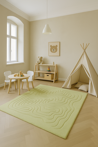 Modern Hand Tufted Wool Rug Abstract Green <b>Carpet</b> square Shape for Living Room Bedroom Hotel Floor Decor Custom Design - Product Image 1