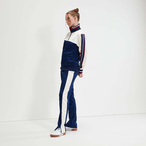 Women 2 Piece Retro Tracksuit Set <b>Zip</b> <b>Up</b> <b>Jacket</b> and Slim Flare Pants Contrast Stripe Sport Outfit - Product Image 1