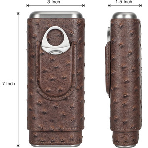 Estuche de lujo para cigarros de cuero con cortador integrado y organizador para un almacenamiento seguro y viajes ejecutivos, a la venta a precio de mayorista. - Product Image 4