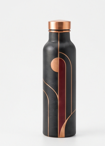 Botella de Agua de Cobre Esmaltada Artesanal con Diseño de Arco Negro de Lujo, Frasco Ayurvédico para Fitness, Contenedor Ecológico para Bebidas - Product Image 3