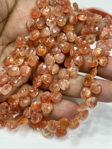 Cuentas facetadas de piedra solar natural AAA en forma de corazón, tamaño 6-7 mm aprox. Cadena de 8 Pulgadas - Product Image 5