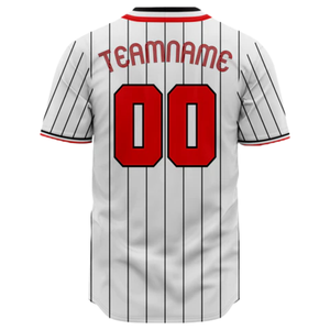 Maillot de baseball blanc à fines rayures, manches courtes, boutonné, uniforme d'équipe personnalisé, respirant, en polyester, chemise de sport athlétique - Product Image 3
