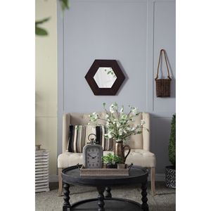 Specchio da Parete Esagonale con Cornice in Legno Massello 47x47 cm Marrone Scuro per Soggiorno Bagno Corridoio - Product Image 4