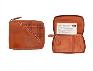 Castello Italian Genuine Leather <b>RFID</b> <b>Men's</b> Zipper ID Card <b>Wallet</b> High Quality Embossed Brown Short Length Polyester - Product Image 1