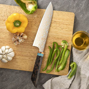 มีดเตรียมอาหารกลางแจ้งลายดามัสกัสทองแดงระดับมืออาชีพ พร้อมด้ามจับคอมโพสิตอย่างดี สำหรับการตั้งแคมป์และครัวกลางแจ้ง - Product Image 1