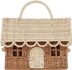 Cesta de Almacenamiento Tejida de Ratán con Forma de Casa, Diseño Bohemio, Forma Rectangular, Color Natural - Product Image 1