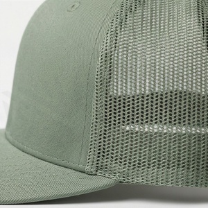 Unisex Olive Green 6-Panel Trucker <b>Cap</b> Adjustable Mesh Baseball Hat Casual Solid Color <b>Flat</b> Brim Snapback Hat Spring <b>Summer</b> - Product Image 5