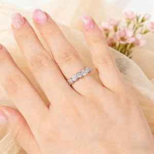 Classic Round Cut Diamond Band Moissanite Seven Stone <b>Ring</b> Original 925 Silver <b>Statement</b> Wedding <b>Ring</b> <b>for</b> <b>Womens</b> Wedding Gift - Product Image 2