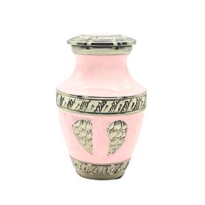 Urna Conmemorativa Alas de Ángel para Cenizas, 3 Pulgadas Cúbicas - Pequeño Recuerdo/Urna para Compartir Cenizas, Alas de Ángel Grabadas en Níquel y Esmalte Rosa - Product Image 1