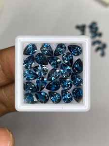 Lot de pierres précieuses naturelles en topaze bleue de Londres facettées, forme poire, de 6x4mm à 10x12mm, pour la création de bijoux - Product Image 2