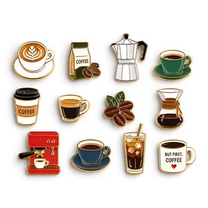 Épingles de revers en gros pour café avec logo personnalisé, badges décoratifs en métal émaillé pour l'image de marque des cafés - Product Image 1